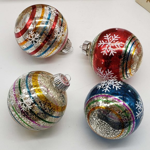 Vintage Style Kurt Adler Set Of 4 Glass Multicolored Ornaments Santa's Old World - Picture 2 of 5